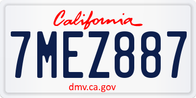CA license plate 7MEZ887
