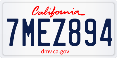 CA license plate 7MEZ894