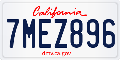 CA license plate 7MEZ896