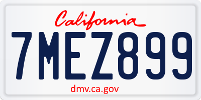 CA license plate 7MEZ899