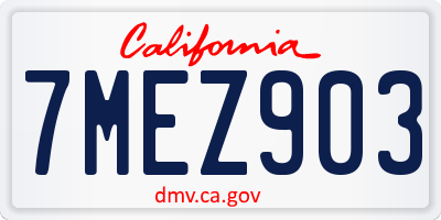 CA license plate 7MEZ903