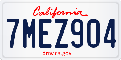 CA license plate 7MEZ904