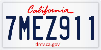 CA license plate 7MEZ911