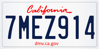 CA license plate 7MEZ914