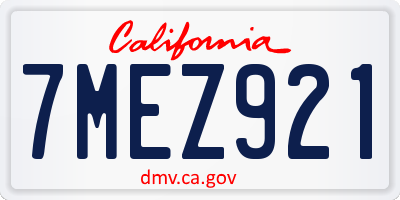 CA license plate 7MEZ921