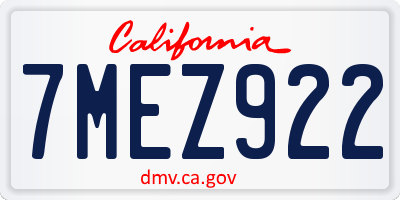 CA license plate 7MEZ922