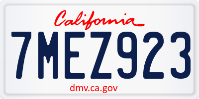 CA license plate 7MEZ923
