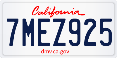 CA license plate 7MEZ925