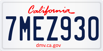 CA license plate 7MEZ930