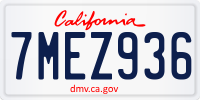 CA license plate 7MEZ936