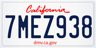 CA license plate 7MEZ938