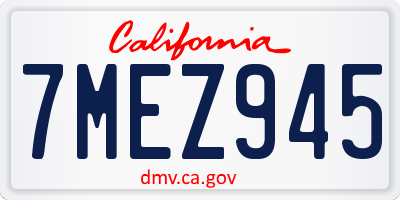 CA license plate 7MEZ945