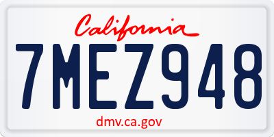 CA license plate 7MEZ948