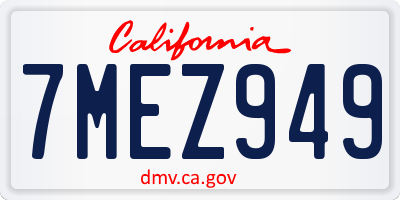 CA license plate 7MEZ949