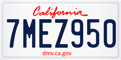 CA license plate 7MEZ950