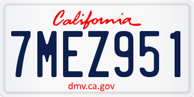 CA license plate 7MEZ951