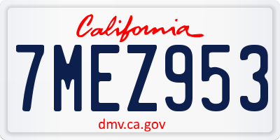 CA license plate 7MEZ953