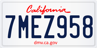 CA license plate 7MEZ958