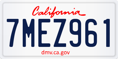 CA license plate 7MEZ961