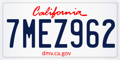 CA license plate 7MEZ962