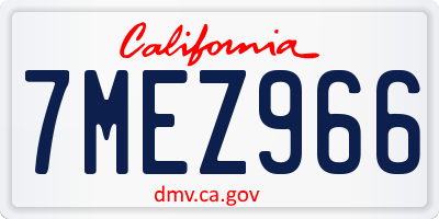 CA license plate 7MEZ966