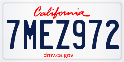 CA license plate 7MEZ972