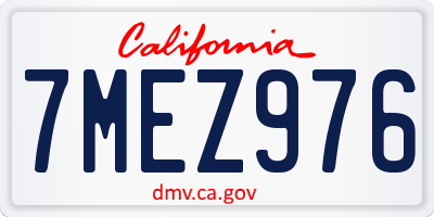CA license plate 7MEZ976