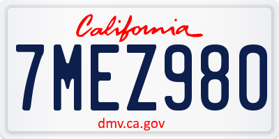 CA license plate 7MEZ980