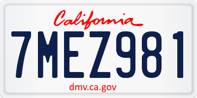 CA license plate 7MEZ981