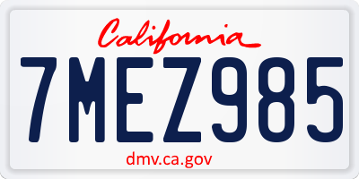 CA license plate 7MEZ985