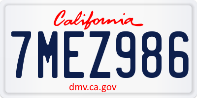 CA license plate 7MEZ986