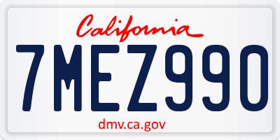 CA license plate 7MEZ990