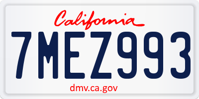 CA license plate 7MEZ993
