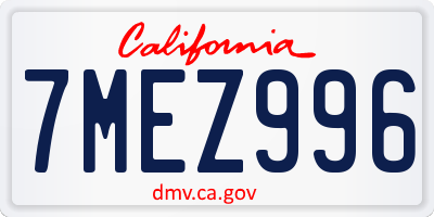 CA license plate 7MEZ996