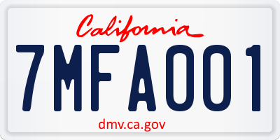 CA license plate 7MFA001