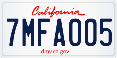 CA license plate 7MFA005