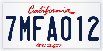CA license plate 7MFA012