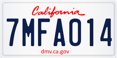 CA license plate 7MFA014