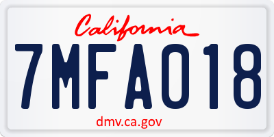 CA license plate 7MFA018