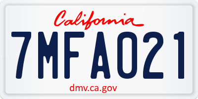 CA license plate 7MFA021