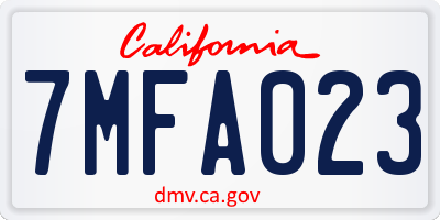 CA license plate 7MFA023