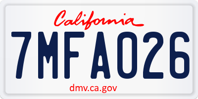 CA license plate 7MFA026