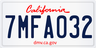 CA license plate 7MFA032