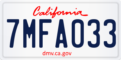 CA license plate 7MFA033