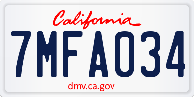 CA license plate 7MFA034