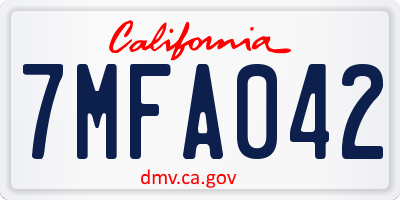 CA license plate 7MFA042