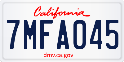 CA license plate 7MFA045