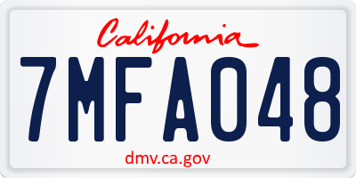 CA license plate 7MFA048