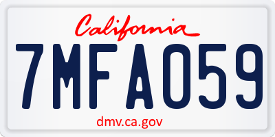 CA license plate 7MFA059