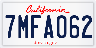 CA license plate 7MFA062